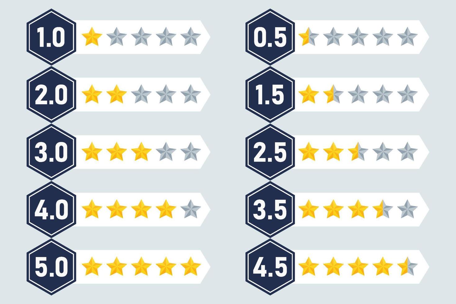 set stars rating review hexagonal quality service customers feedback star rate template design element vector