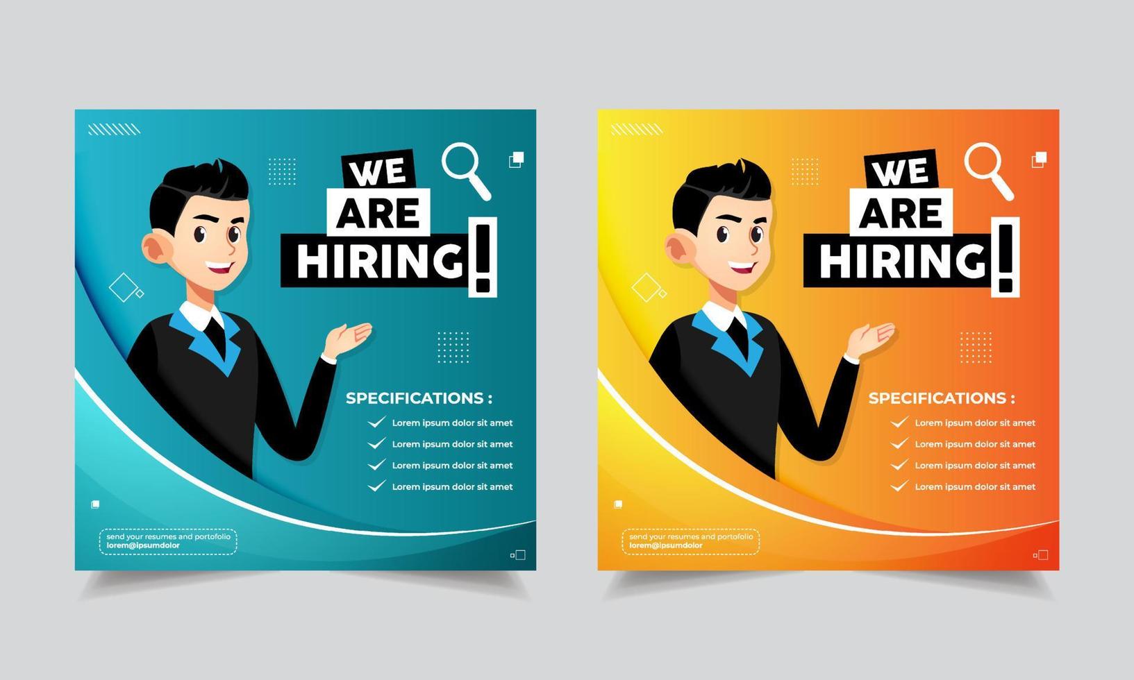 hiring recruitment design vector for vacant sign Job hiring poster, social media, banner, flyer and Recruitment Poster.