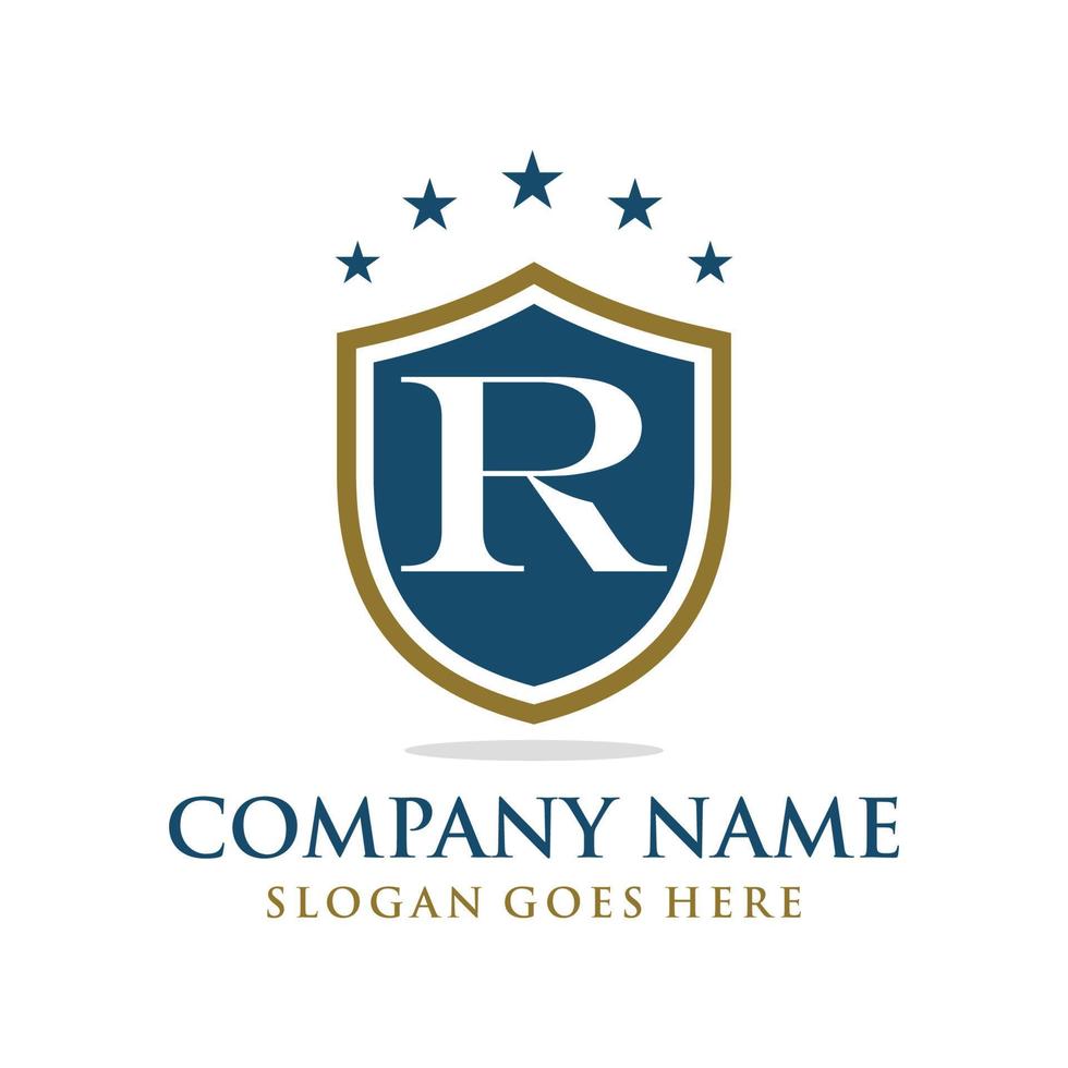 Letter R shield logo design vector