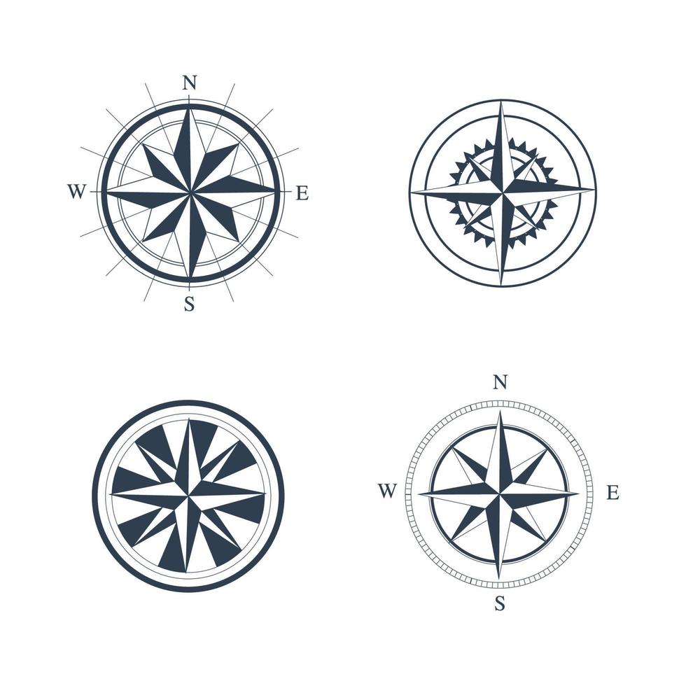 set of compass logo vector icon