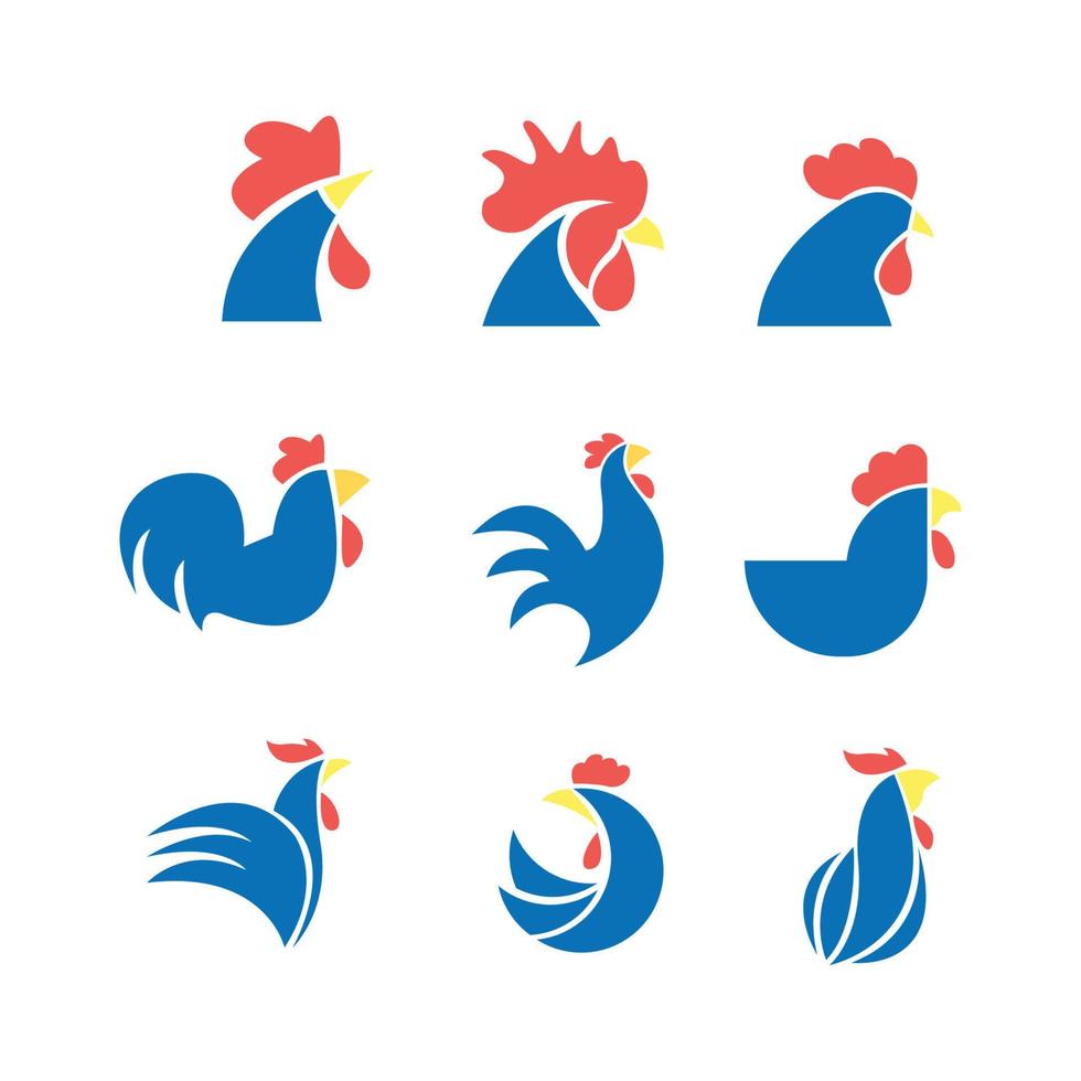 set of chicken vector icon