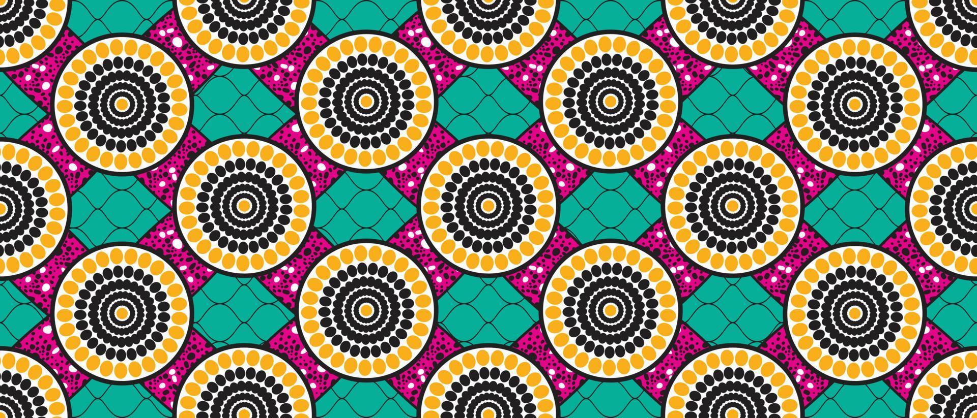 africano étnico tradicional modelo. sin costura hermosa cometa, Chitenge, ankara estilo. Moda diseño en vistoso. geométrico circulo resumen motivo. floral flor ankara huellas dactilares, africano cera huellas dactilares vector