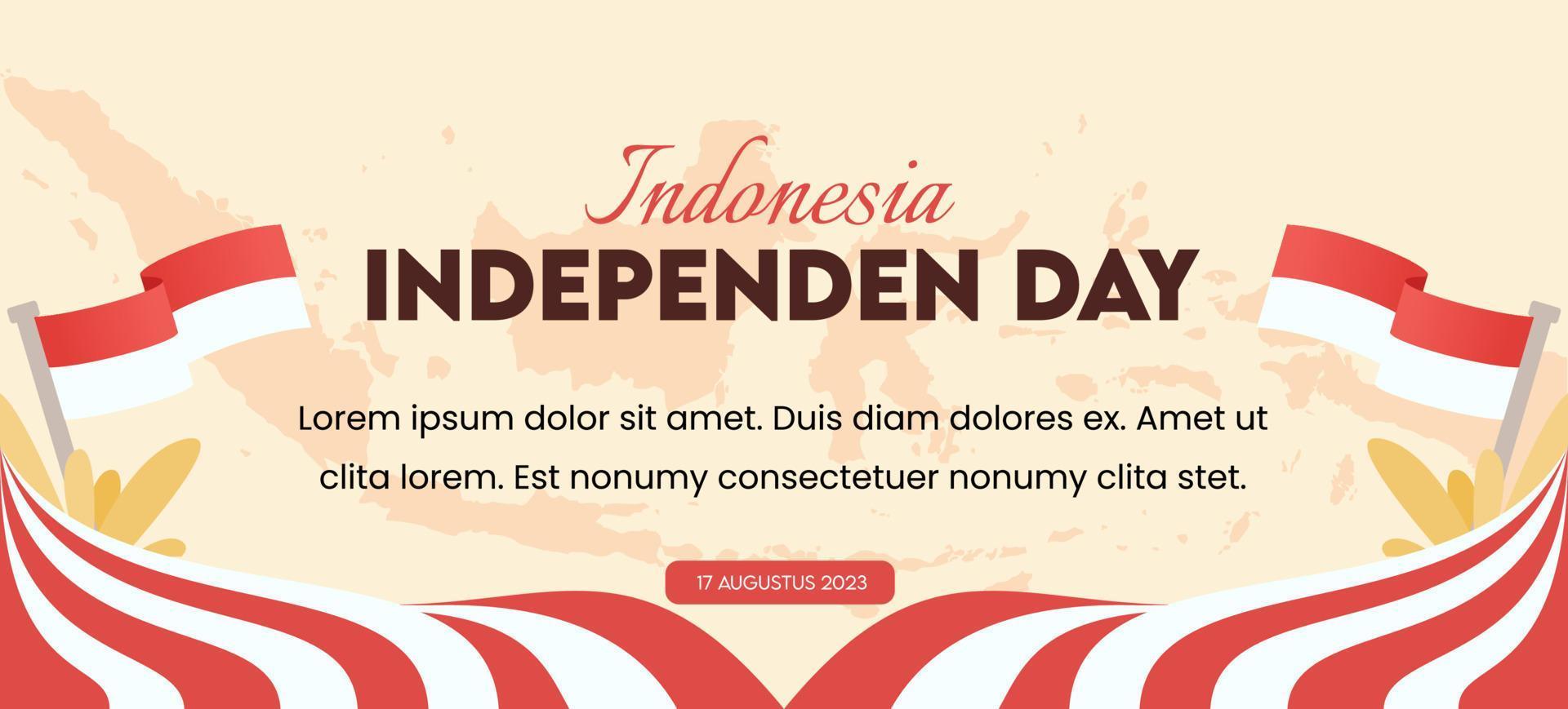 indonesia independent day banner with indonesian flag illustration vector