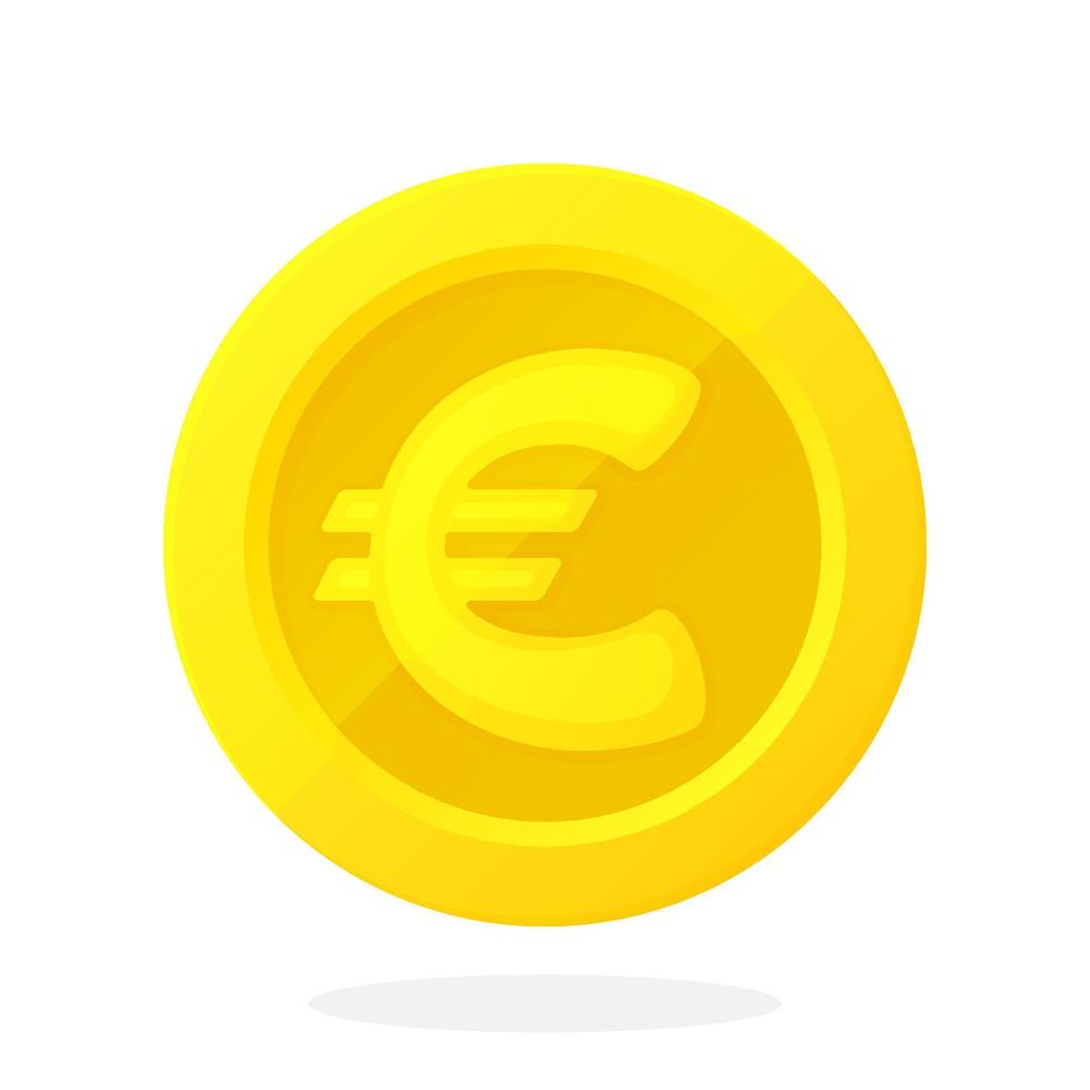 Gold coin of European Union euro in flat style vector