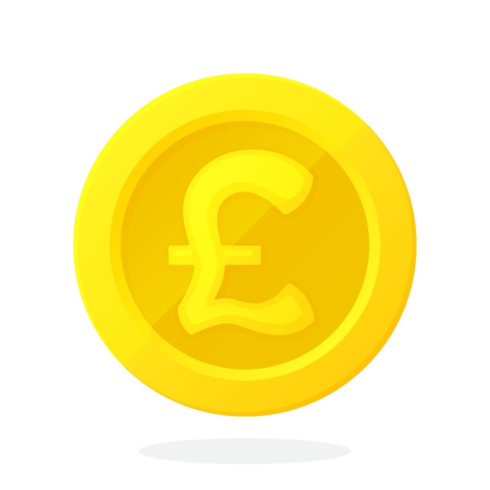 Gold coin of British pound in flat style vector