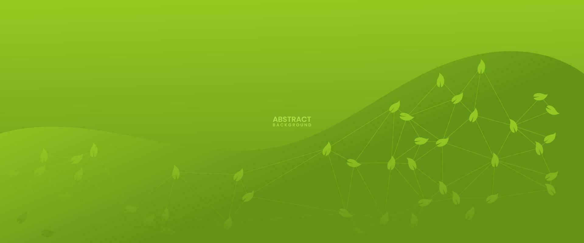 abstract green colorful geometric background with triangle shape pattern and leaf vector