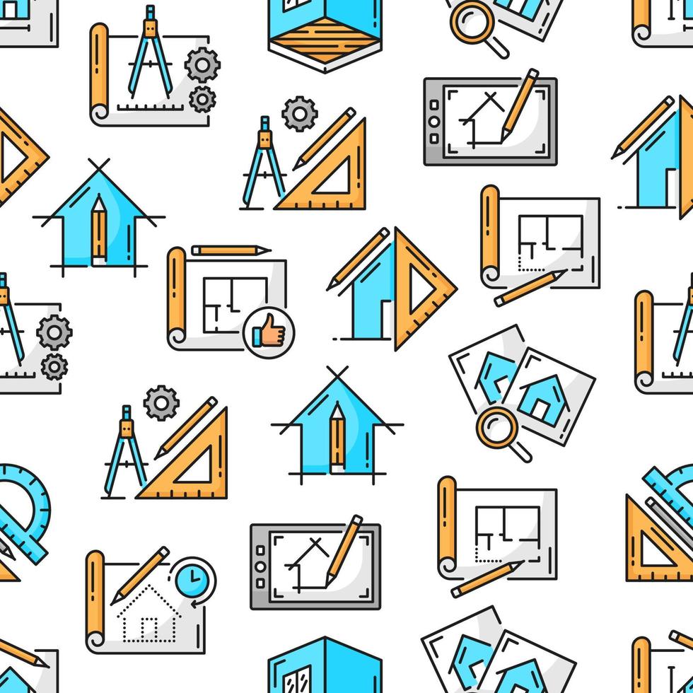 Architect development vector seamless pattern