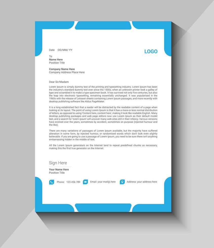 new modern letterhead design template vector