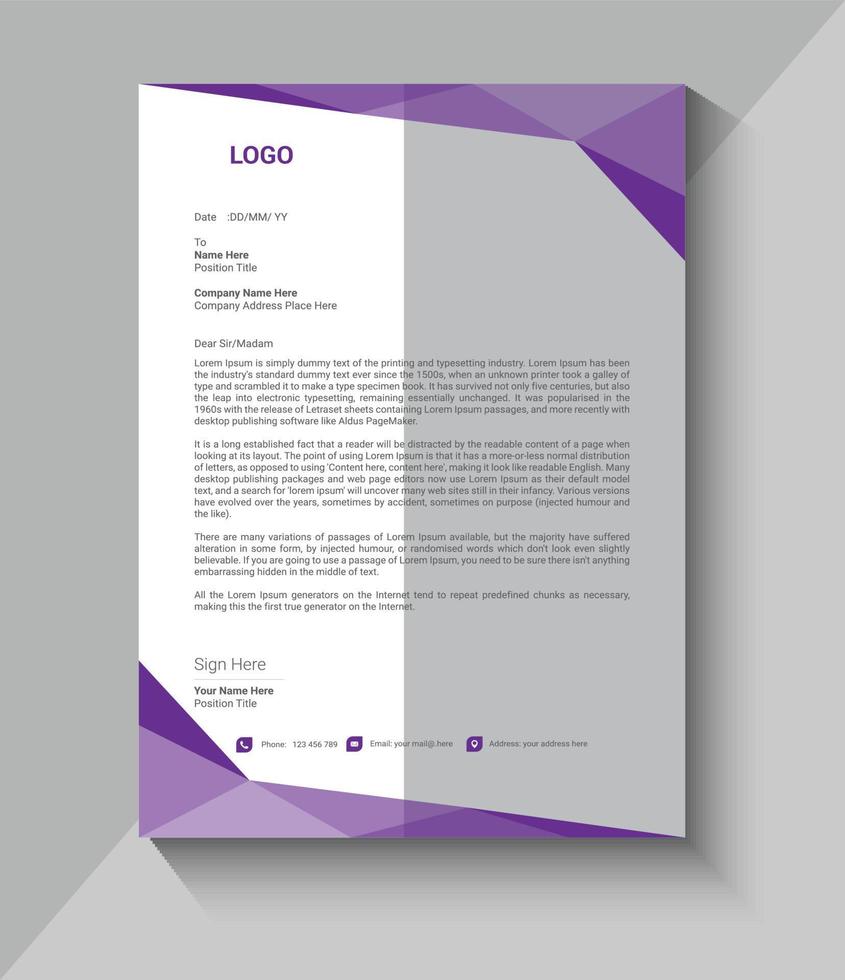 new modern letterhead design template vector