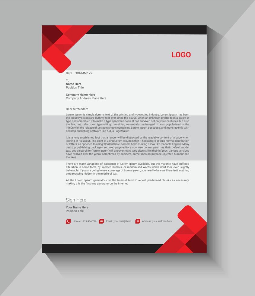 new modern letterhead design template vector