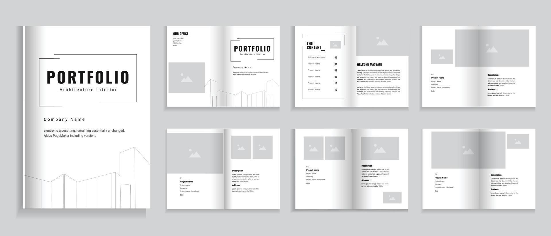 architecture portfolio design professional minimal portfolio template interior portfolio vector