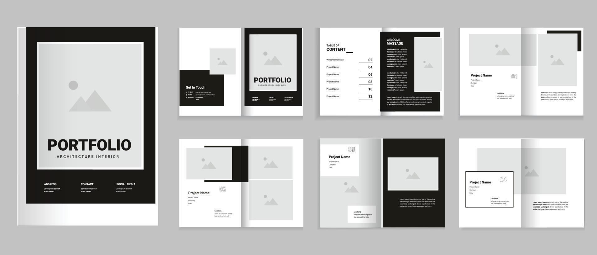 Architecture Portfolio Template or Modern Portfolio Template Design Layout vector