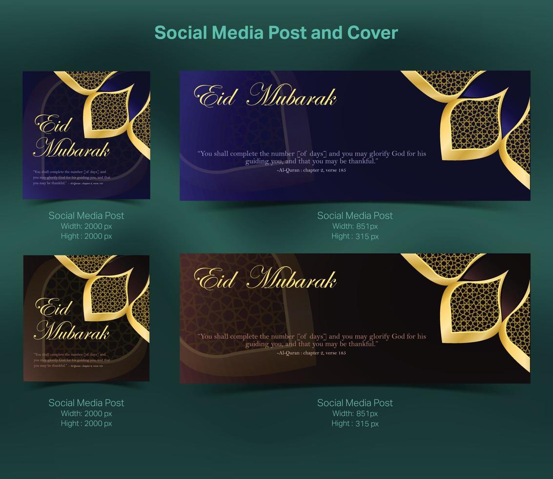 set of social media post for Eid-ul-Fitar vector