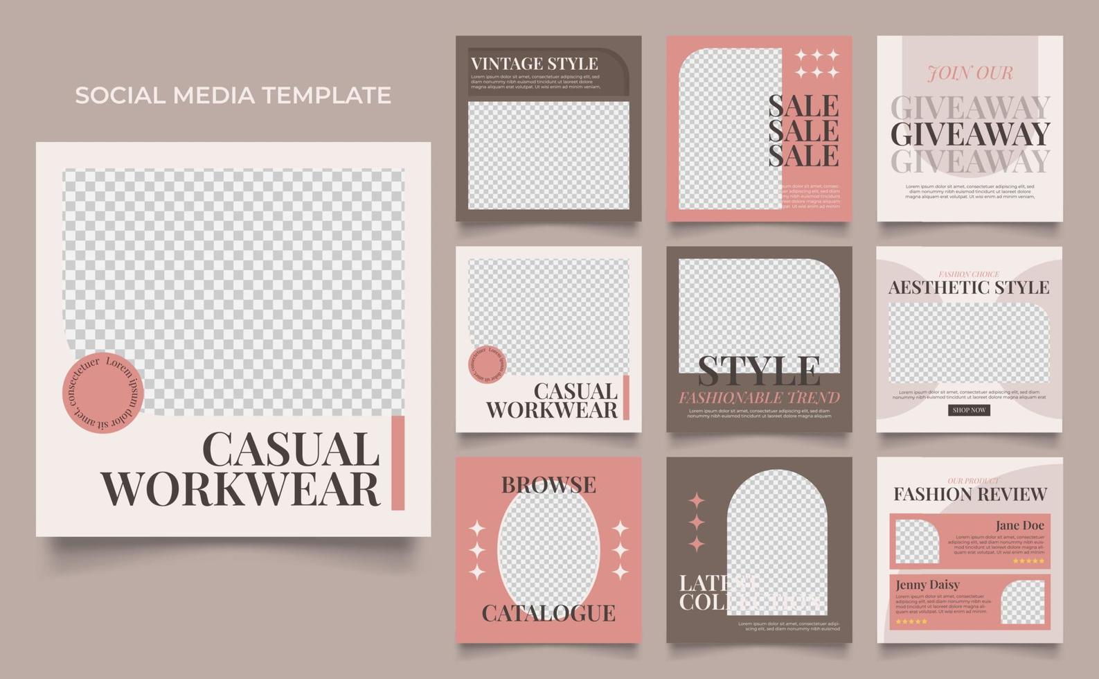 social media template banner fashion sale promotion in brown color vector