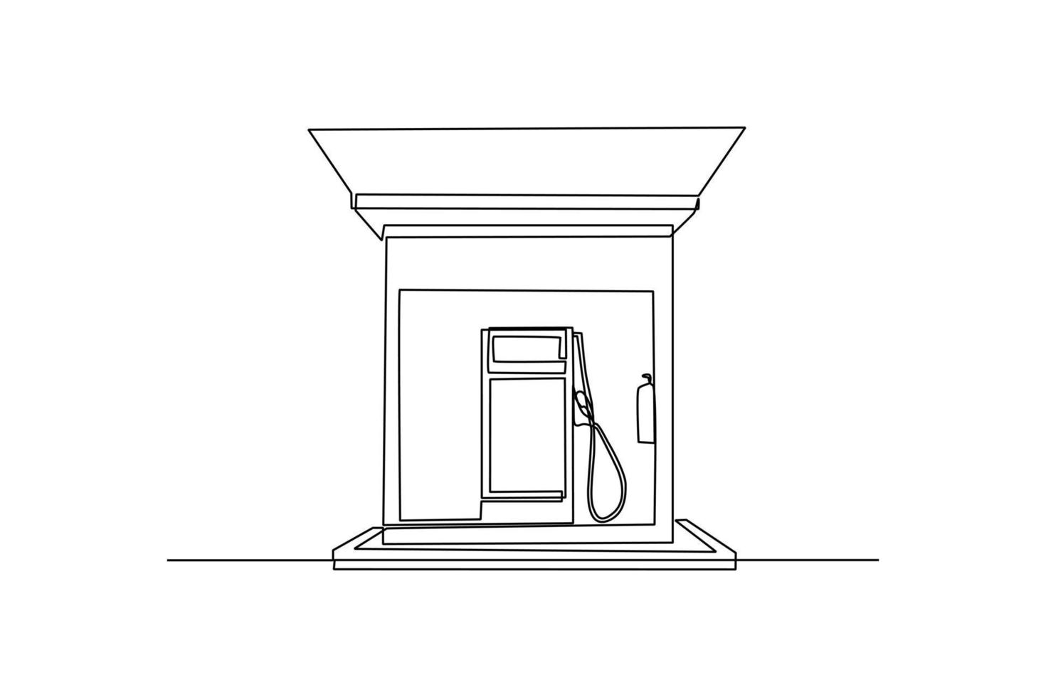 Single one line drawing Gas fuel station. Gas station concept. Continuous line draw design graphic vector illustration.