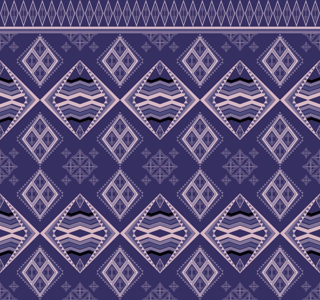 Ethnic folk geometric seamless pattern in purple tone in vector illustration design for fabric, mat, carpet, scarf, wrapping paper, tile and more