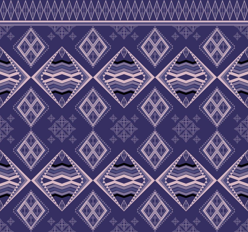 Ethnic folk geometric seamless pattern in purple tone in vector illustration design for fabric, mat, carpet, scarf, wrapping paper, tile and more