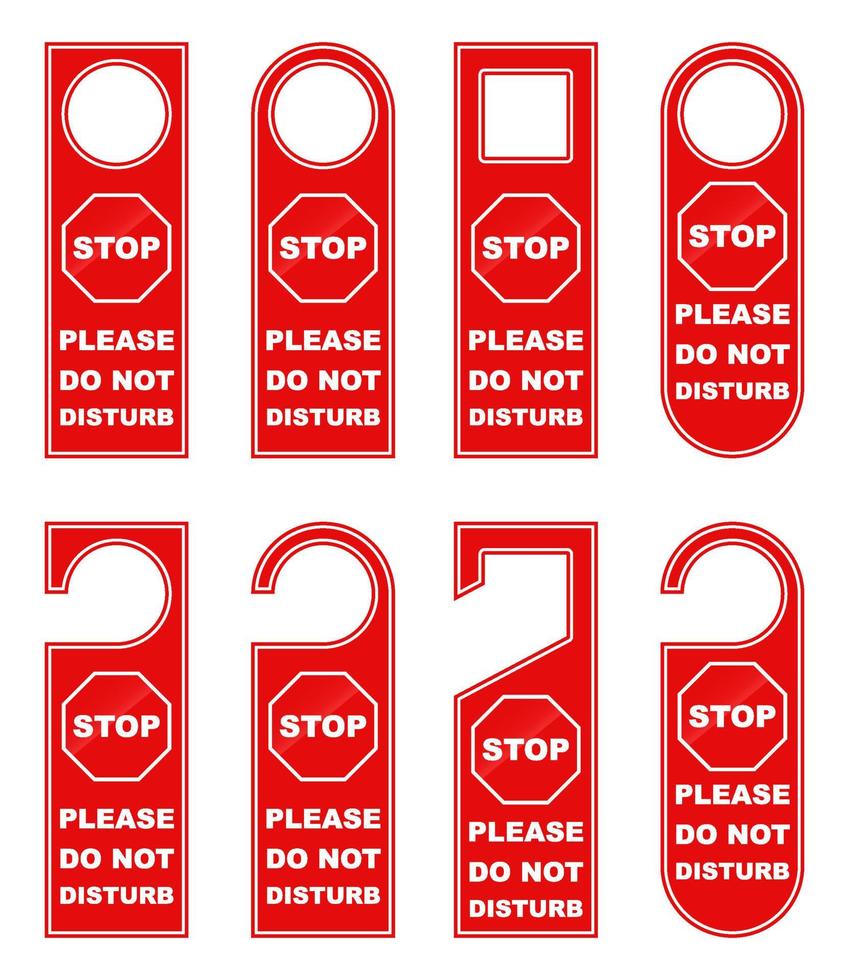 door hanger do not disturb handle knob tags hotel room sign labels card prohibition restrict area vector