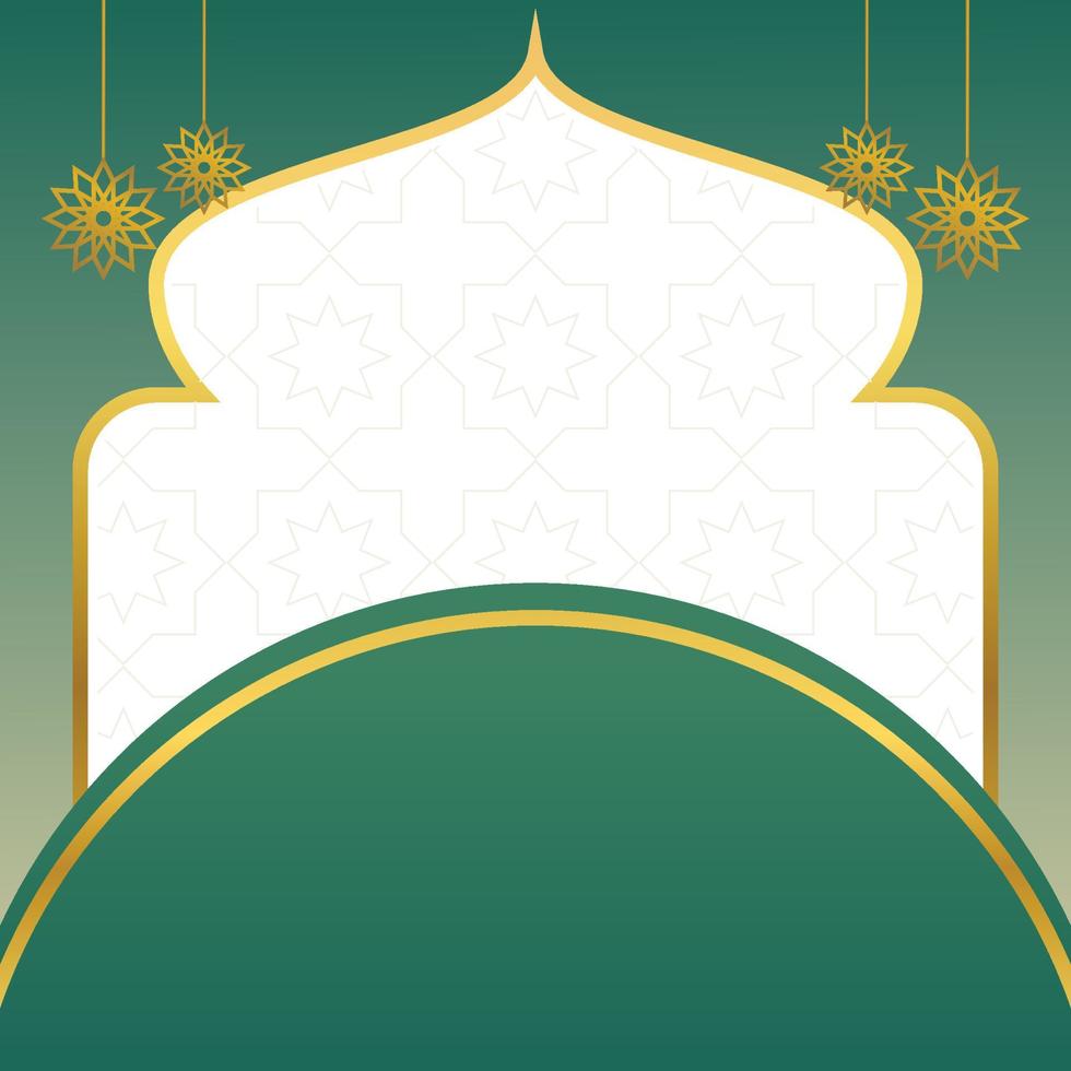 islamic sale poster template with free space for text and image. It has golden color mandala and dome ornament. Design for banners, greeting cards, social media and web. vector