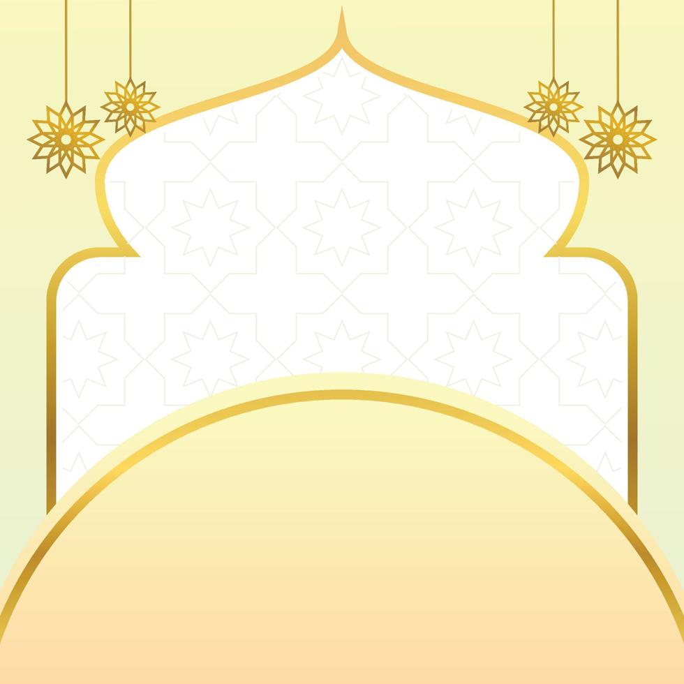 islamic sale poster template with free space for text and image. It has golden color mandala and dome ornament. Design for banners, greeting cards, social media and web. vector