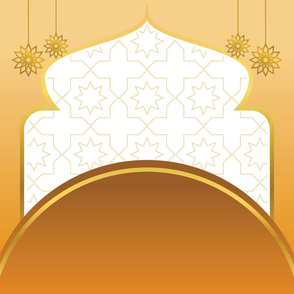 islamic sale poster template with free space for text and image. It has golden color mandala and dome ornament. Design for banners, greeting cards, social media and web. vector