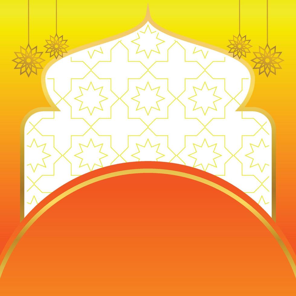 islamic sale poster template with free space for text and image. It has golden color mandala and dome ornament. Design for banners, greeting cards, social media and web. vector