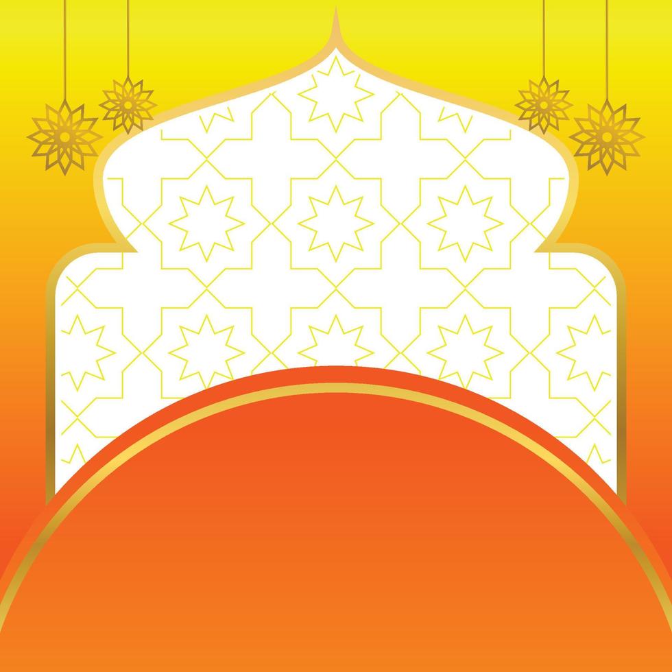 islamic sale poster template with free space for text and image. It has golden color mandala and dome ornament. Design for banners, greeting cards, social media and web. vector