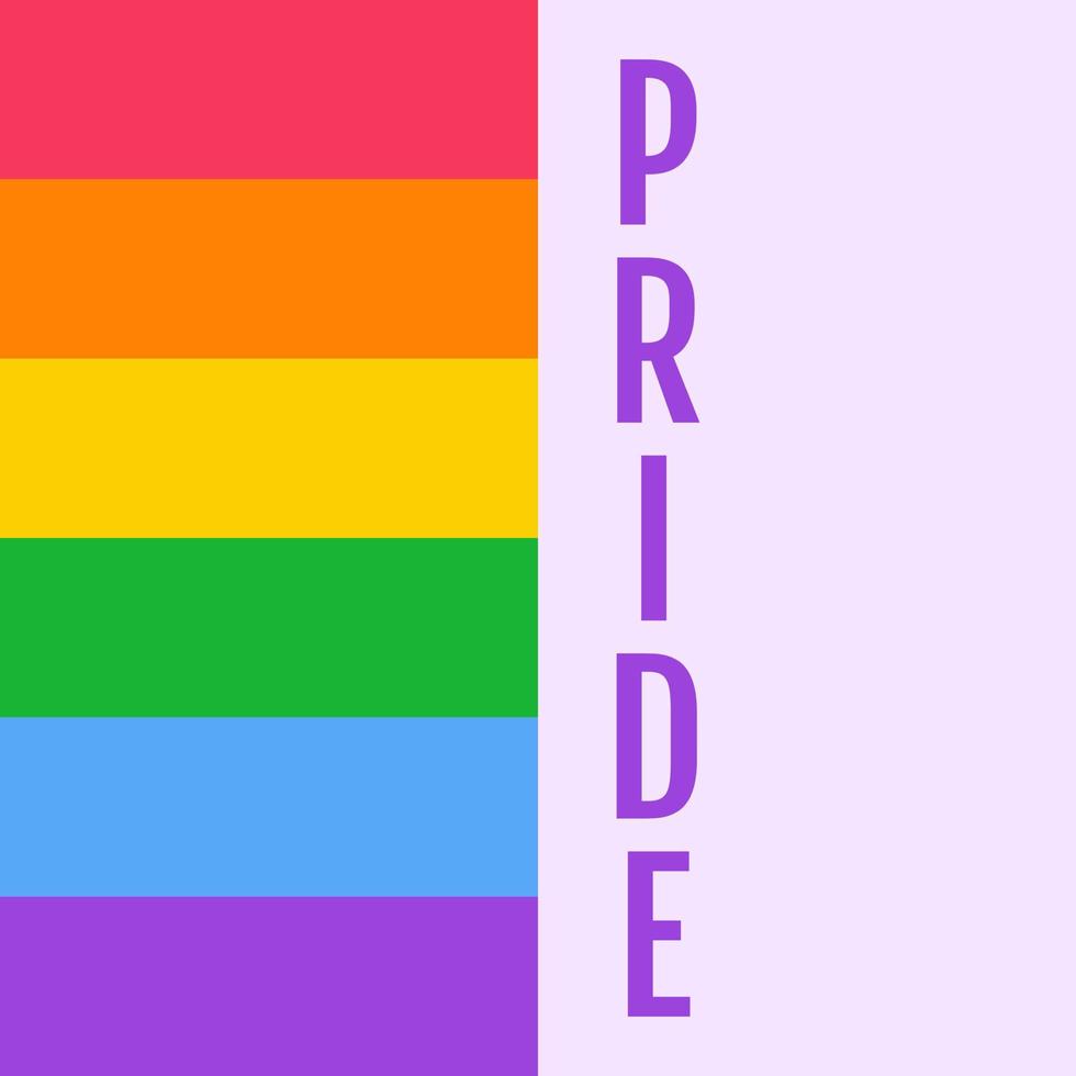 Pride month banner template with rainbow and word Pride. Vector square social media post template.