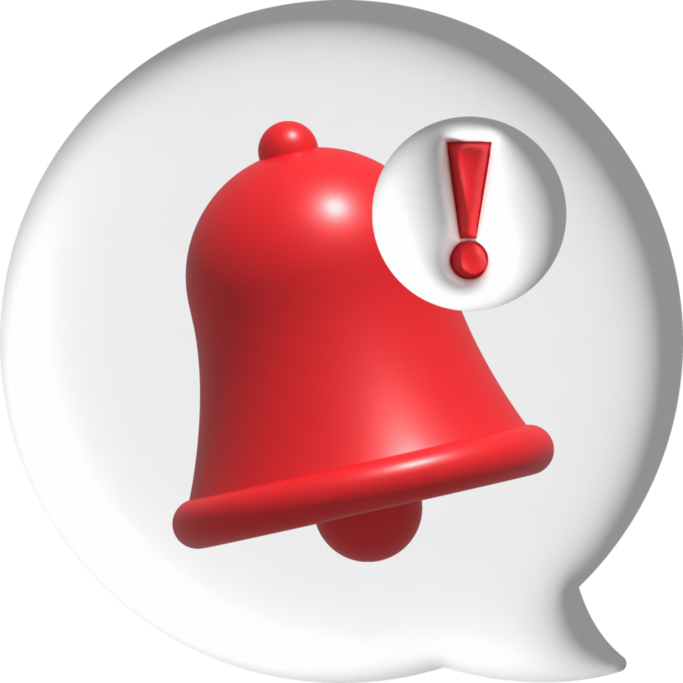 illustration 3D . Message button with notification bell. png