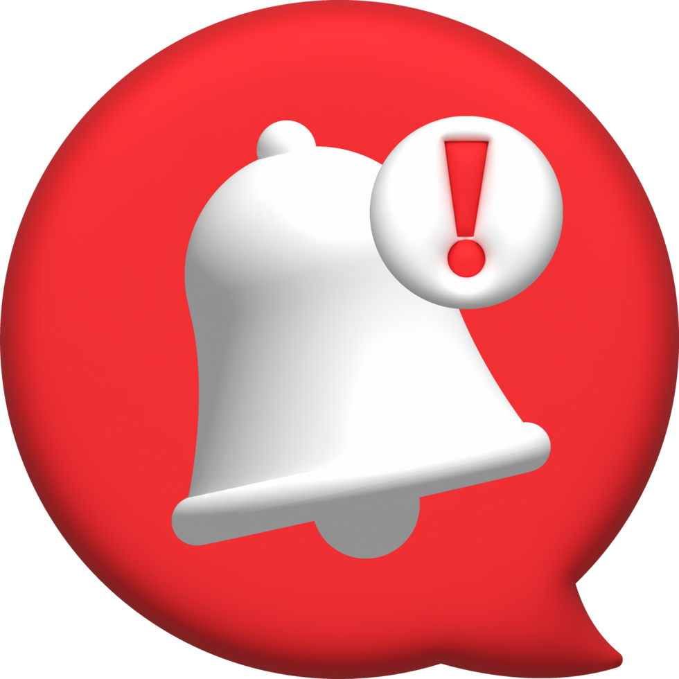 illustration 3D . Message button with notification bell. png