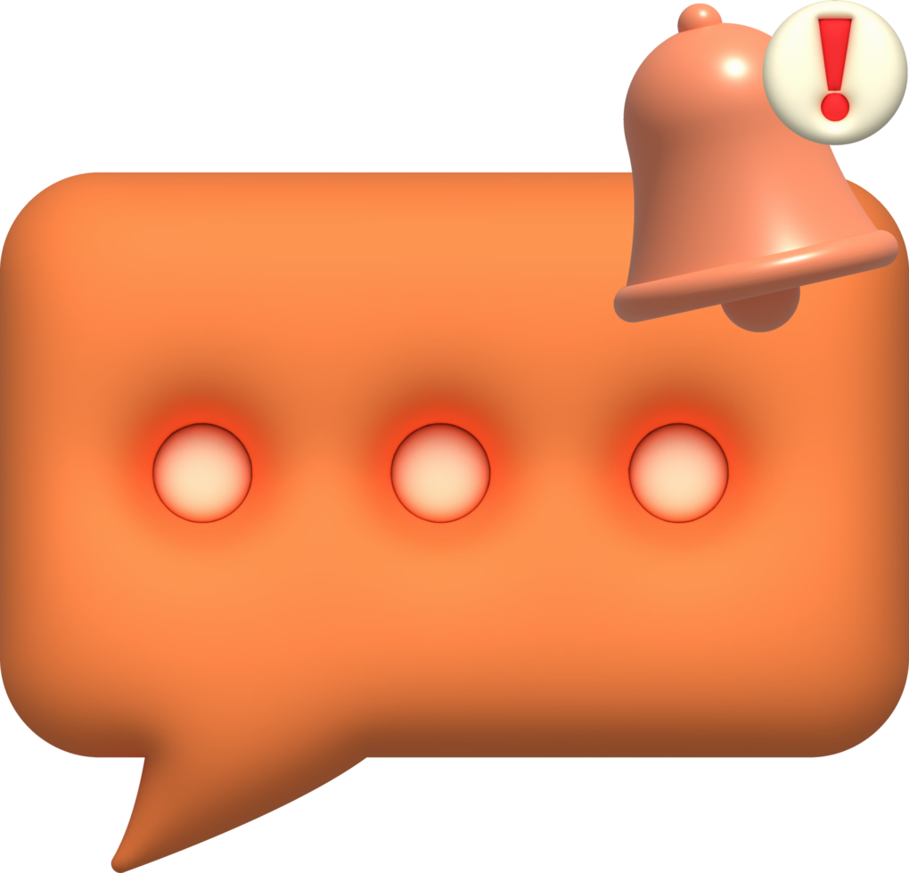 Unread message notification bell illustration 3D png