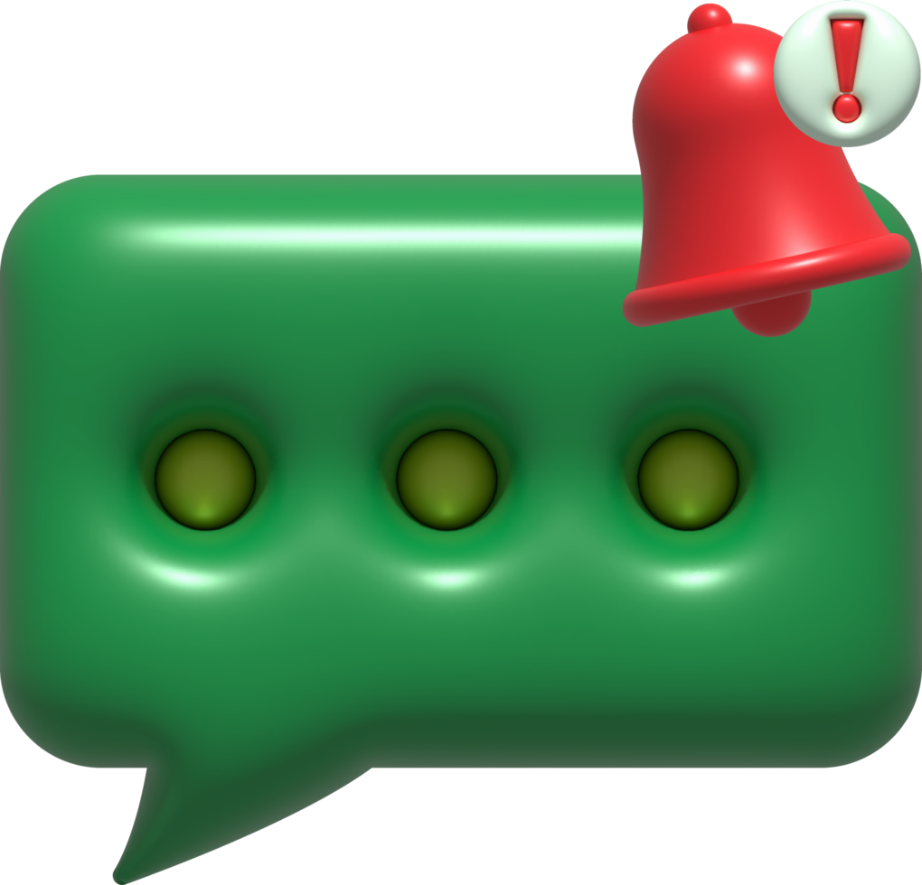 Unread message notification bell illustration 3D png