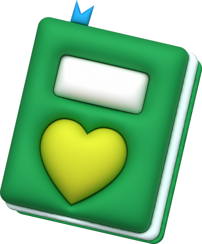 illustrazione 3d , icona, libro simbolo con un' a forma di cuore coperchio, Salva il tuo amore storia. png