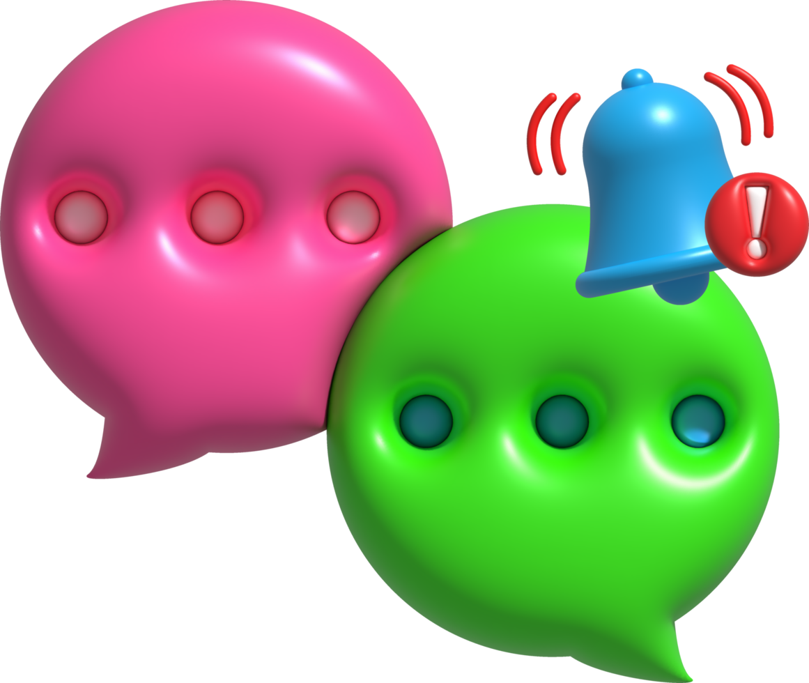 Unread message notification bell illustration 3D 22796216 PNG
