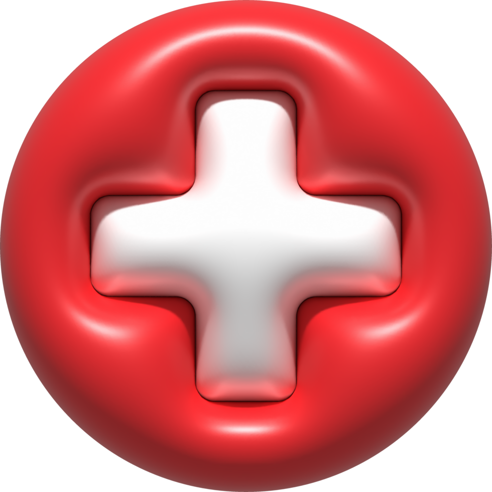 3D illustration medical cross symbol button png