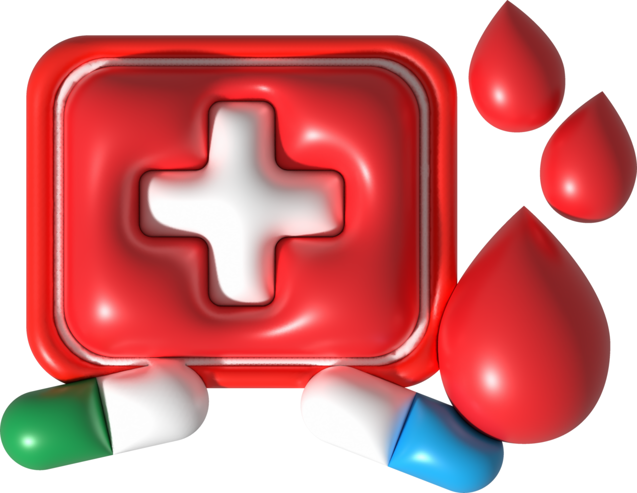 illustration 3D. Medicine box. Medical aid bag. png