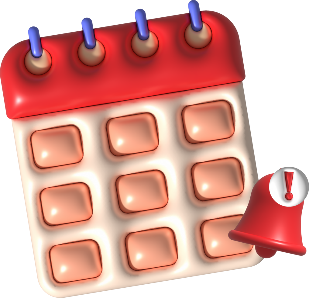 3d Illustration Kalender Benachrichtigung auf das geplant Datum png