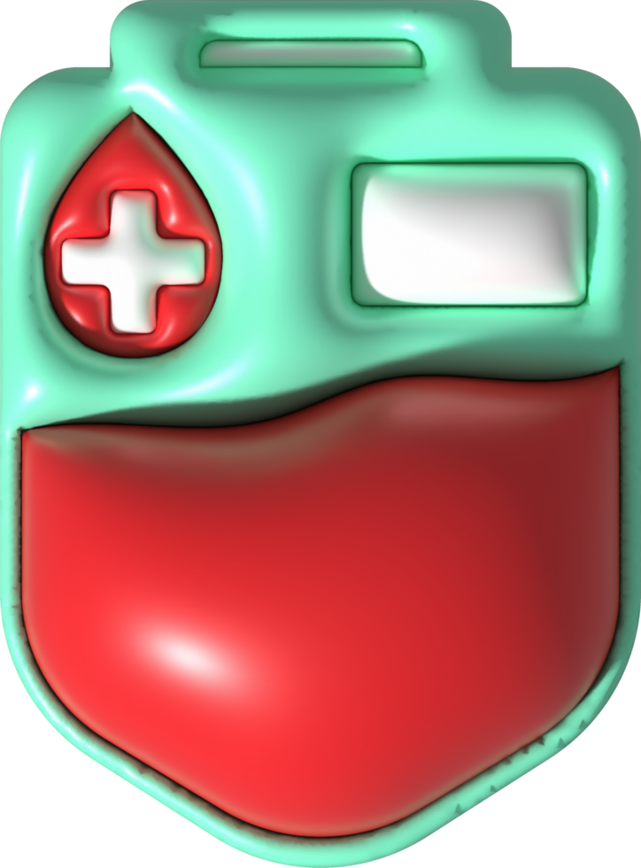 ilustração 3d do uma sangue saco símbolo para médico tratamento. png