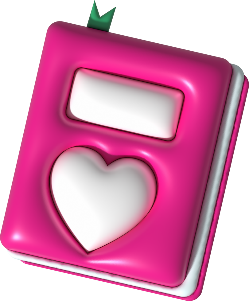 illustration 3D , icon, book symbol with a heart-shaped cover, save your love story. png