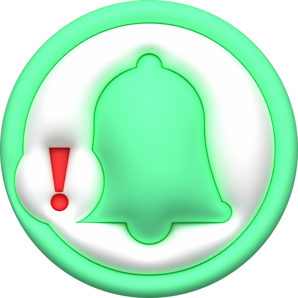 illustration. 3D  A bell symbol with a warning sign. png
