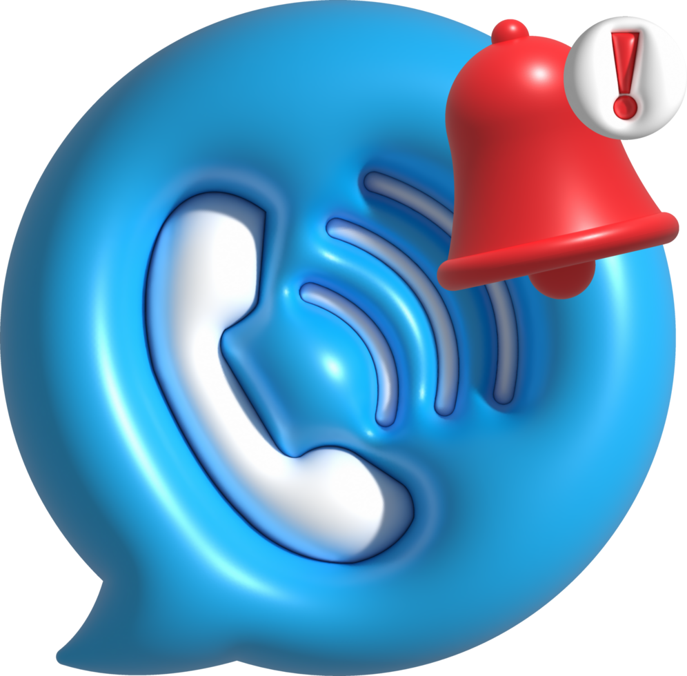 illustration 3d , téléphone symbole avec appel notification cloche png