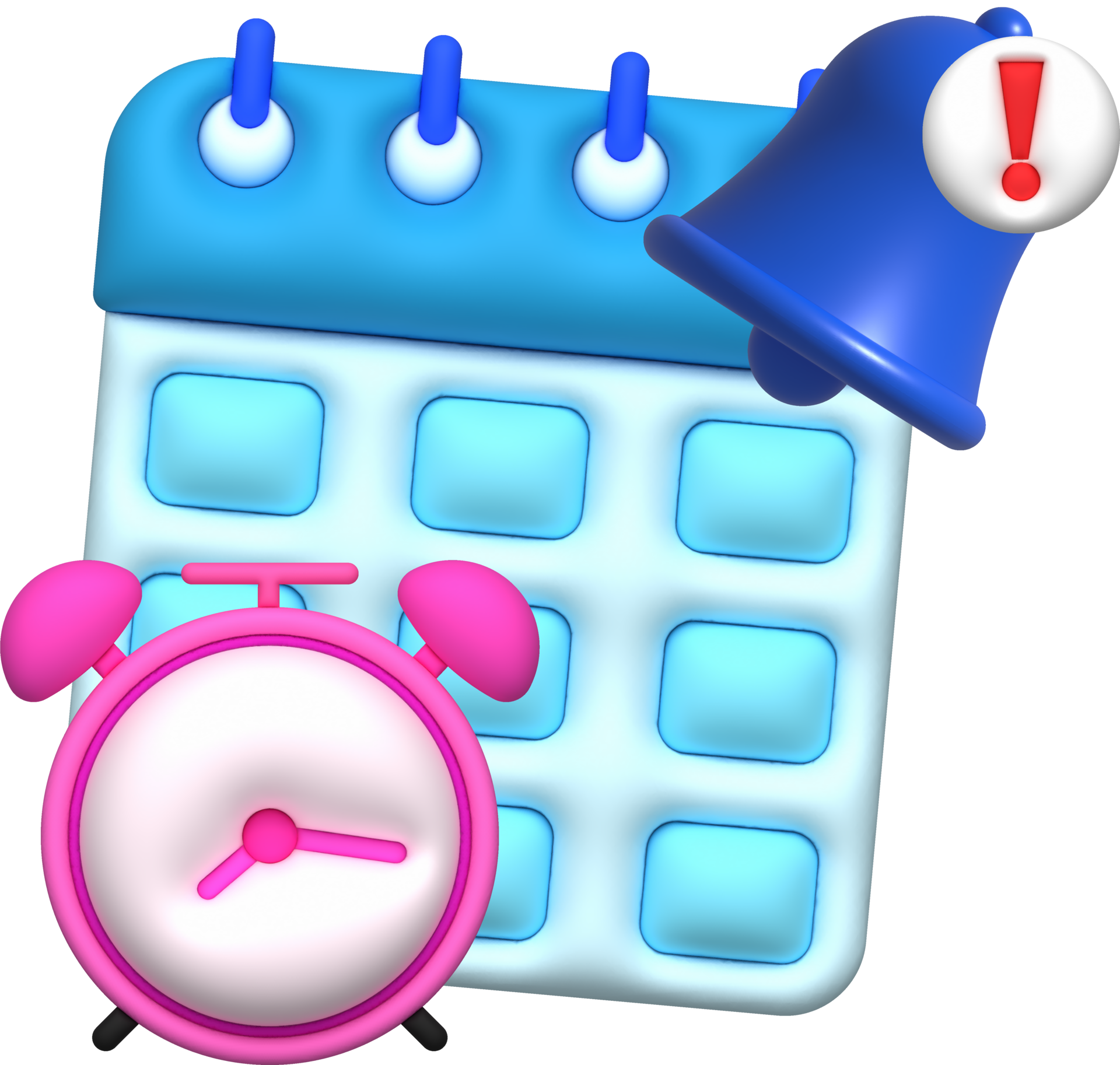 Illustration 3D Reminder Calendar Date And Time Set 22796256 PNG 3d-illustration-icon-of-blue-calendar-date-and-time-24830874-png