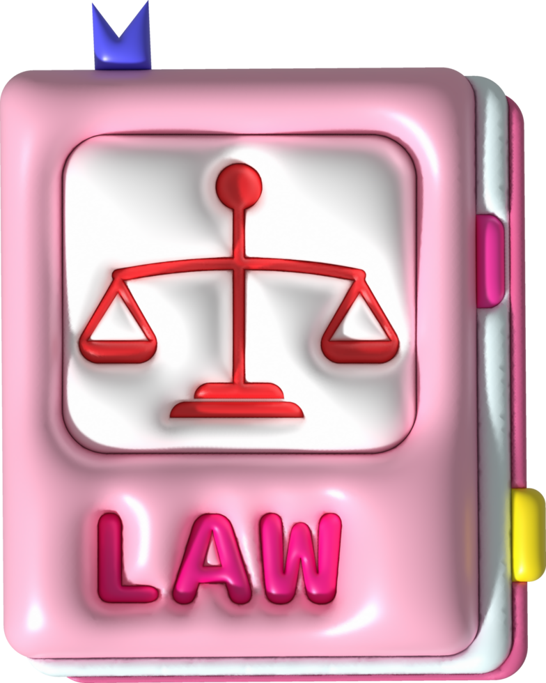 illustration 3D . Book symbol icon with cover of legal scales. png