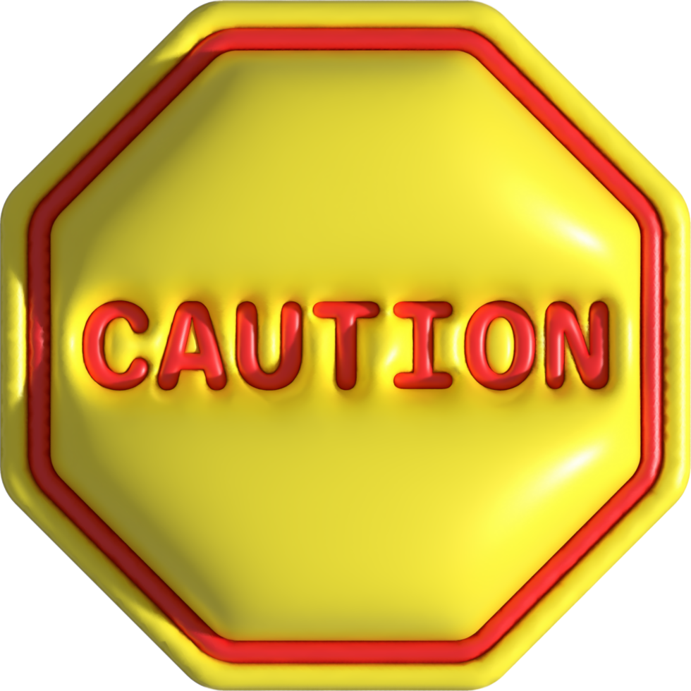 illustration 3D  Caution symbol sign png