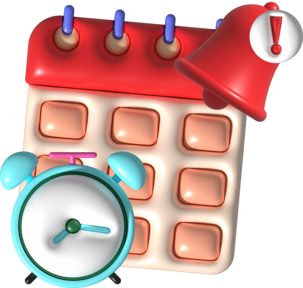 illustration 3D , reminder calendar, date and time set png