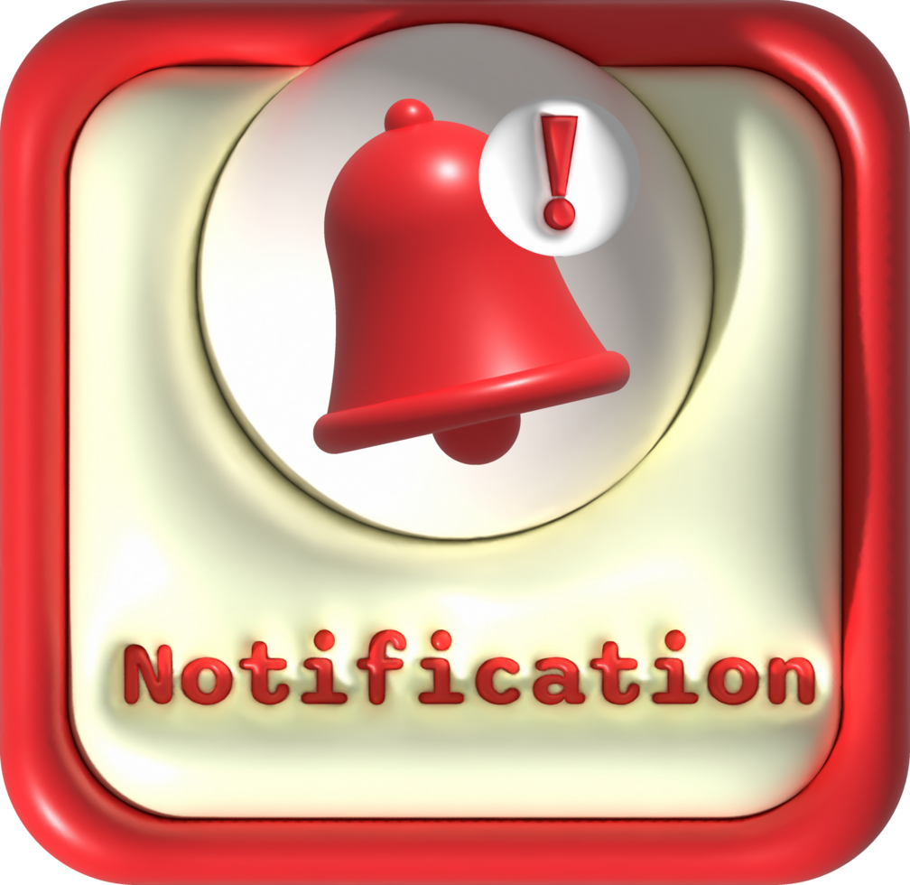 illustration. 3D  Message button with notification bell. png