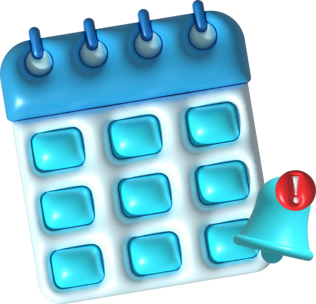 3d ilustración calendario notificación en el programado fecha png