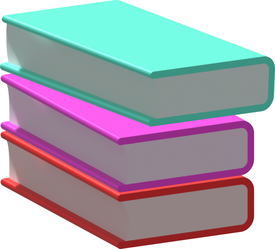 3D illustration stack of books symbol icon png