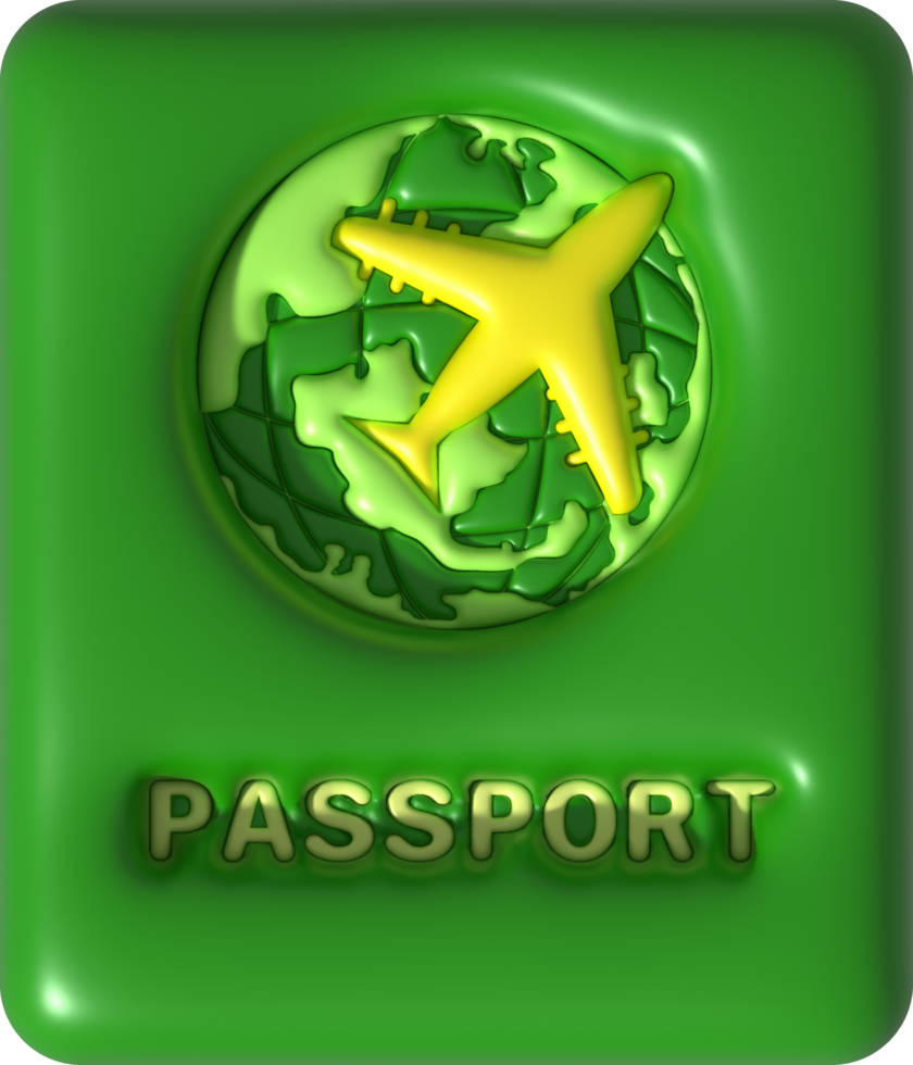 illustration 3D of passport book and travel ticket Identification Document png