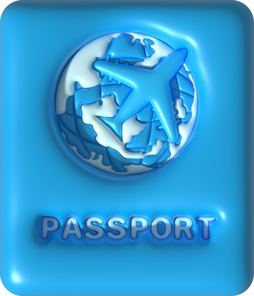 illustration 3d de passeport livre et Voyage billet identification document png